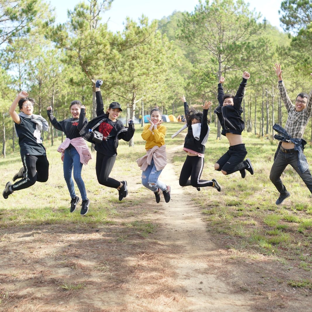 group of people jumping